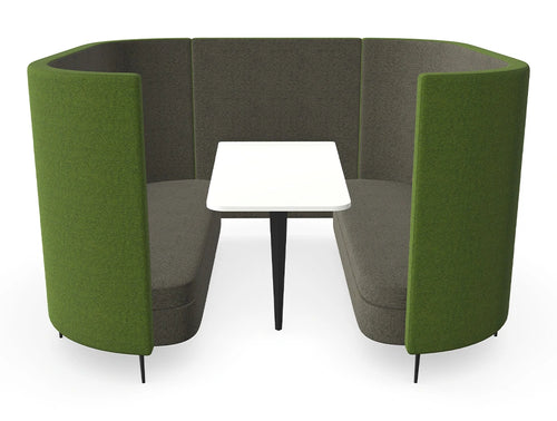 Delia 6 Seater Meeting Den With Table With Grey Interior And Green Exterior And Two Seats