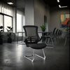 Deluxe Mesh Chair with Folding Arms and Cantilever Frame Black in Modern Office Setting