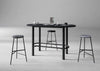 Demino Hightop Table with Foot Railing in Black Finish with Grey High Stool