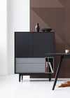 Dignis Executive Cabinet in Black Finish with Grey Drawer