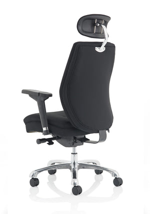 Domino High Back Black Posture Chair with Arms and Headrest