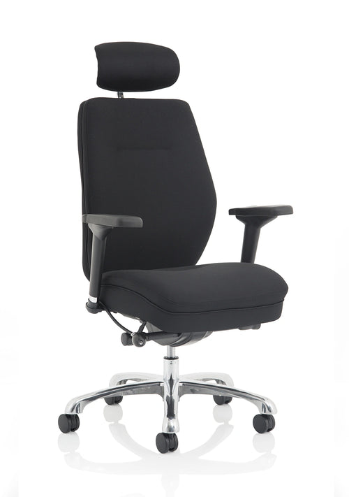 Domino High Back Black Posture Chair With Arms And Headrest PO000065 1