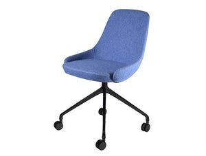 Downtown Soft Seating Office Chair With Blue Finish And 4 Star Metal Base With Castor Wheels