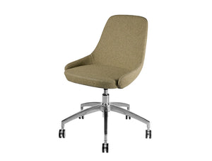Downtown Soft Seating Office Chair With Brown Finish And 5 Star Metal Base With Castor Wheels