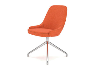 Downtown Soft Seating Office Chair With Orange Finish And Silver Metal 4 Star Base