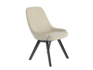 Downtown Soft Seating Office Chair With White Finish And Four Wooden Legs Base