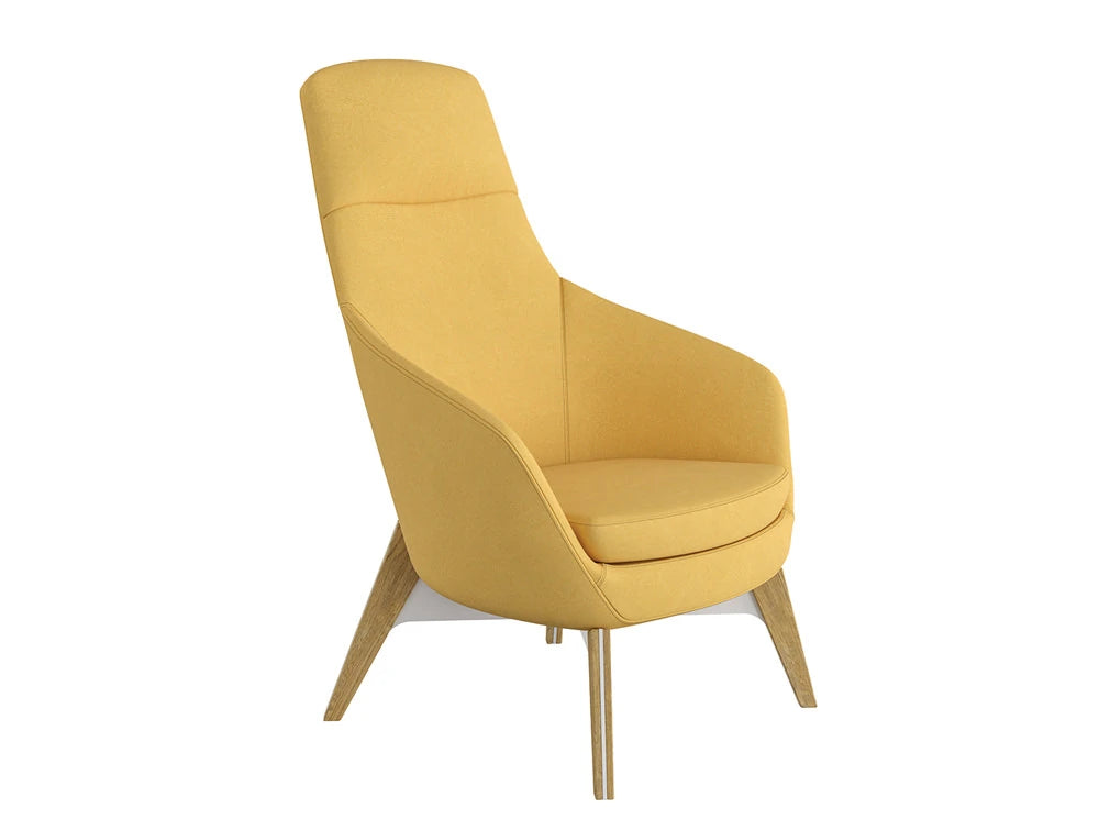 Drive Soft Seating Office High Back Chairs With Yellow Upholstered Finish And Four Wooden Legs 