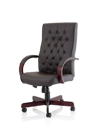 Chesterfield Executive Chair Brown Leather With Arms Image 4