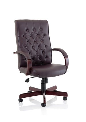Chesterfield Executive Chair Burgundy Leather With Arms Image 2