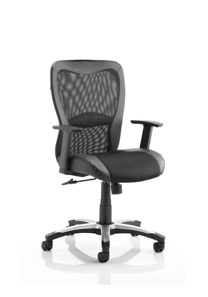 Victor II Executive Chair Black Leather Black Mesh With Arms Image 5