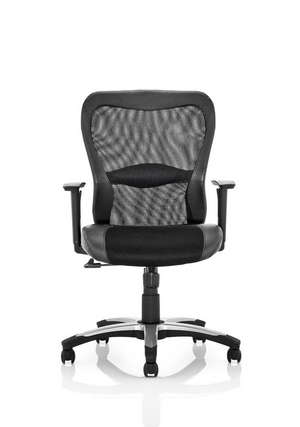 Victor II Executive Chair Black Leather Black Mesh With Arms Image 3
