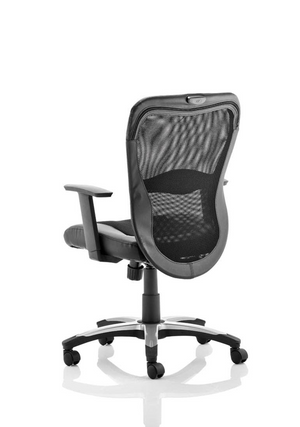 Victor II Executive Chair Black Leather Black Mesh With Arms Image 4