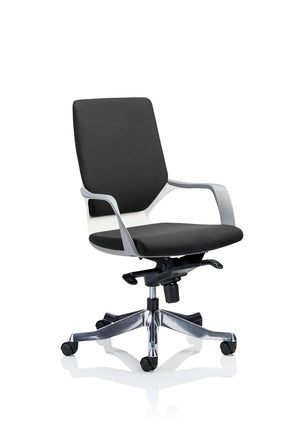 Xenon Executive Chair White Shell Black Fabric Medium Back With Arms Image 2