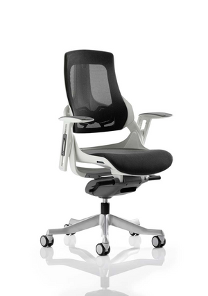 Zure Executive Chair White Shell Charcoal Mesh With Arms Image 2