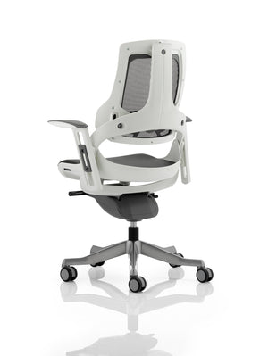 Zure Executive Chair White Shell Charcoal Mesh With Arms Image 6