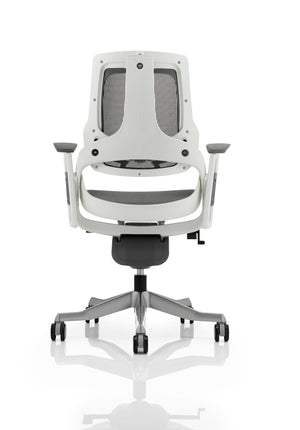 Zure Executive Chair White Shell Charcoal Mesh With Arms Image 4