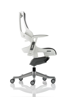 Zure Executive Chair White Shell Charcoal Mesh With Arms Image 3