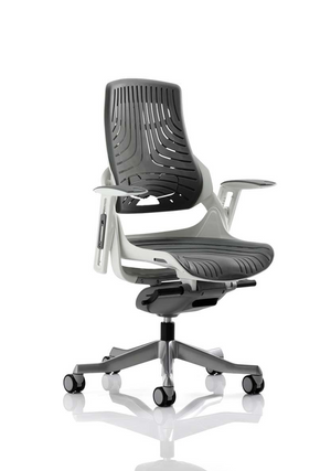 Zure Executive Chair White Shell Elastomer Gel Grey With Arms Image 3