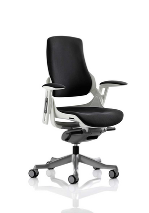 Zure Executive Chair White Shell Black Fabric With Arms