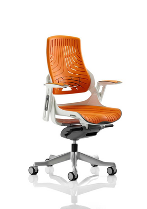 Zure Executive Chair White Shell Elastomer Gel Orange With Arms Image 2