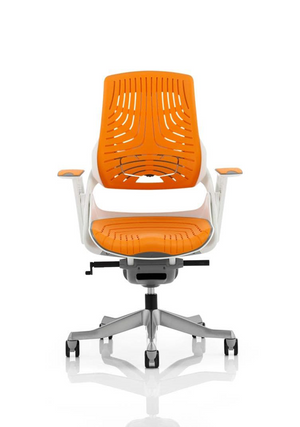 Zure Executive Chair White Shell Elastomer Gel Orange With Arms Image 3