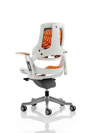 Zure Executive Chair White Shell Elastomer Gel Orange With Arms Image 5