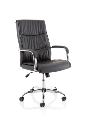 Carter Black Luxury Faux Leather Chair With Arms Image 2