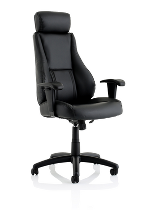 Winsor Black Leather Chair With Headrest Image 2