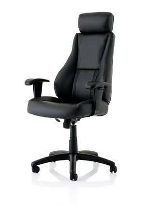 Winsor Black Leather Chair With Headrest Image 4