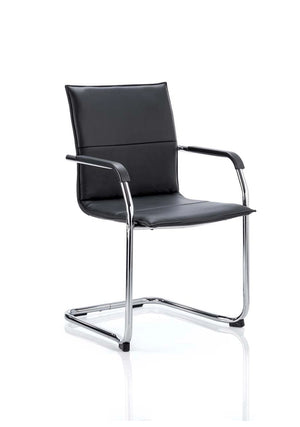 Echo Medium Back Leather Cantilever Visitor Chair With Arms BR000178 1