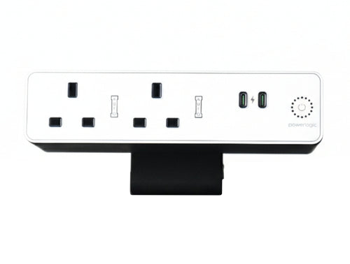 Eclipse Glass fronted with 2no UK Sockets Resetable Fuse Black