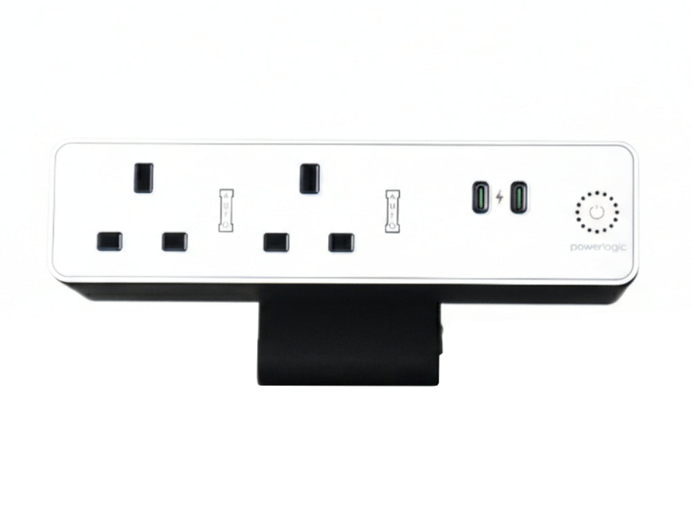 Eclipse Glass fronted with 2no UK Sockets Resetable Fuse White