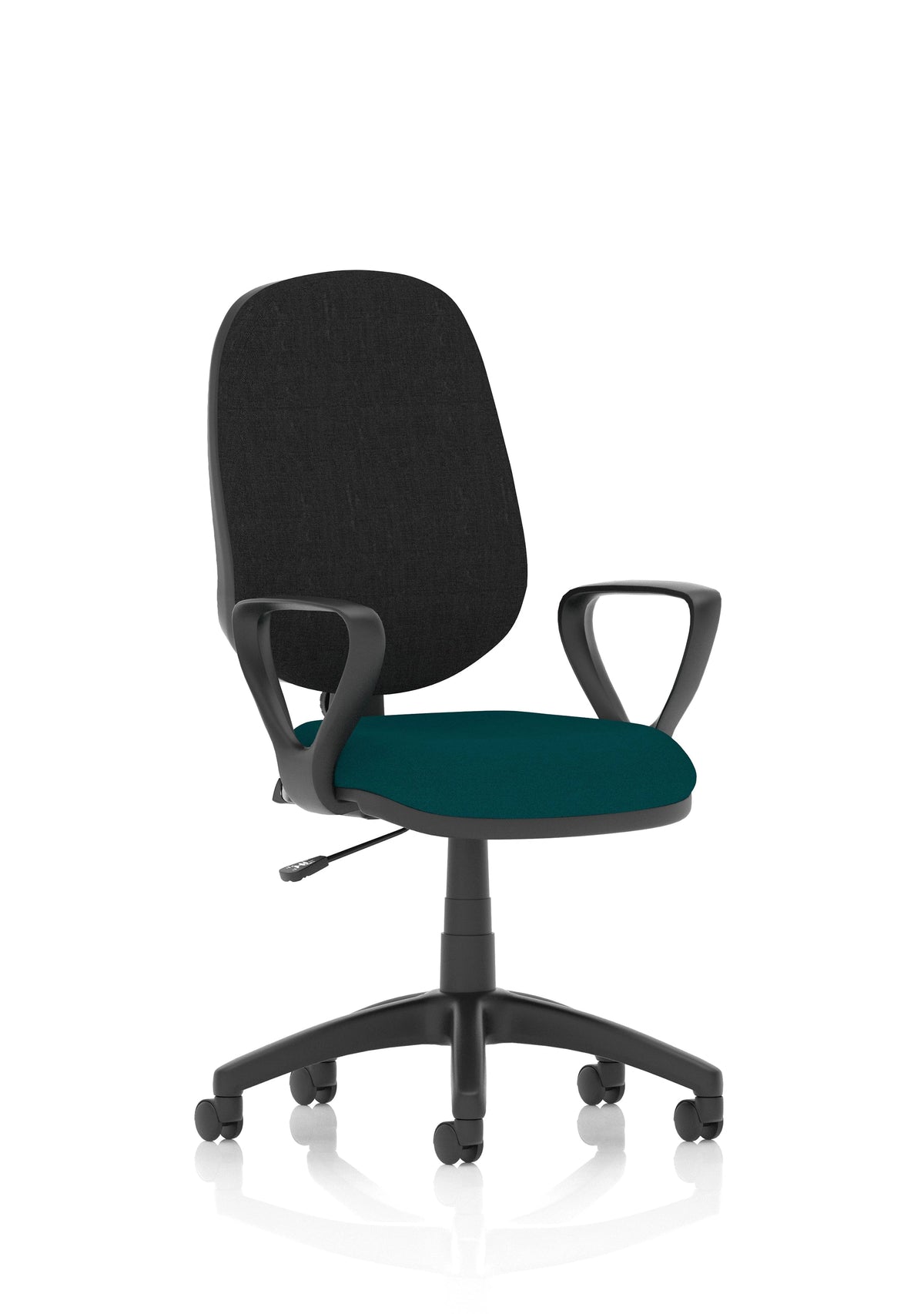 Eclipse Plus I Lever Task Operator Chair Black Back Bespoke Seat With Loop Arms In Tansy Purple Image 3