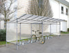 Economy Bicycle Shelter with Back and Side Cladding with Bicycle in Outdoor Setting