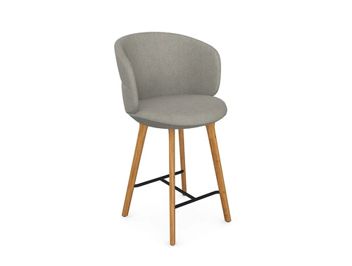 Ekori High Stool with Wooden Legs and Steel Footrest
