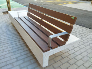 Ela Plus Rectangular Outdoor Bench in Two Toned Finish with Other Benches in Outdoor Setting 6