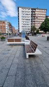 Ela Plus Rectangular Outdoor Bench in Two Toned Finish with Other Benches in Outdoor Setting 8