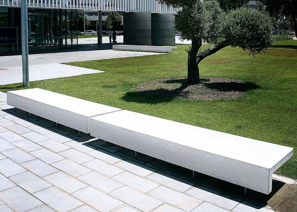 Ela Rectangular Outdoor Bench in Outdoor Setting