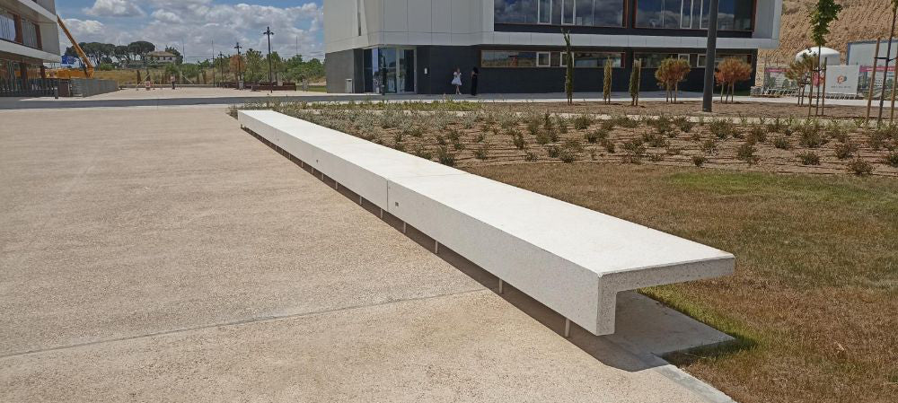 Ela Rectangular Outdoor Bench in White Finish Outdoor Setting