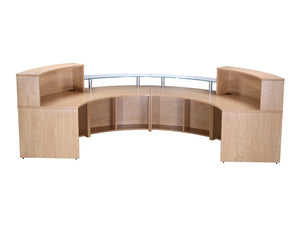 Elite 4 Section Semi Circle Reception Unit In Oak Back Angle