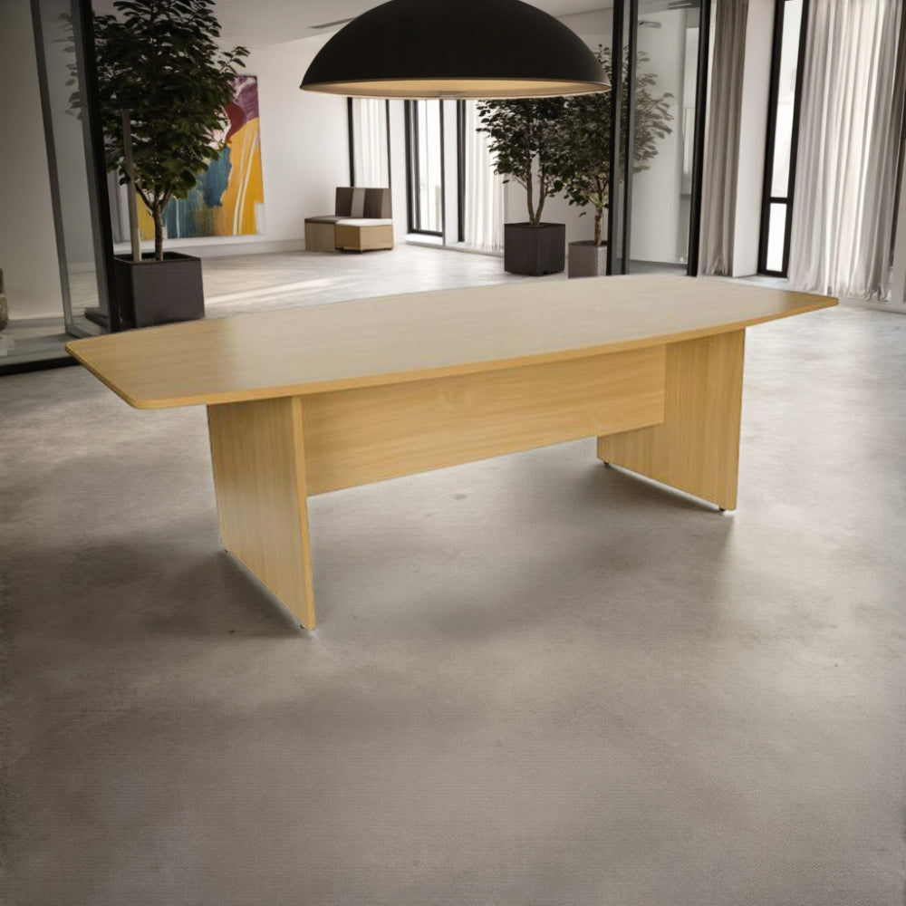 Elite Barrel Shaped Boardroom Table with Indoor Plant in Modern Office Setting