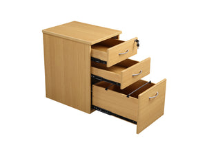 Elite Full Height Mobile 3 Drawer Pedestal Light Oak