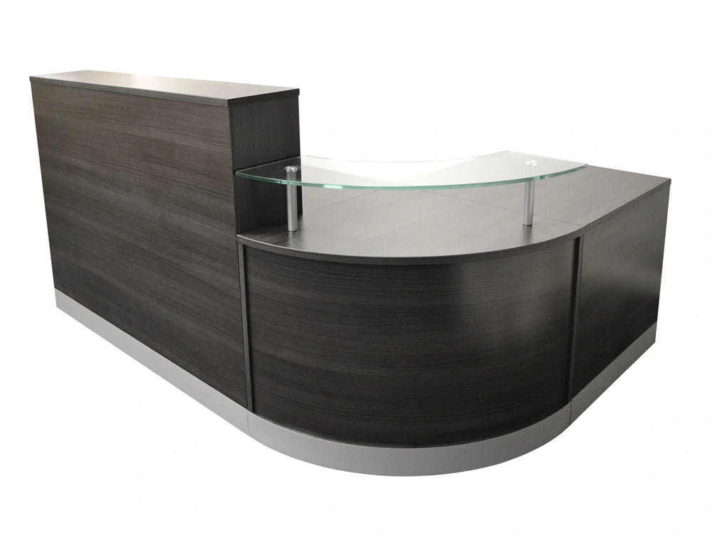 Elite 3 Section Curved Corner Reception Unit In American Black Walnut