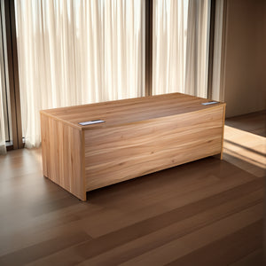 Elite Wooden Executive Desk with Bow Front in Modern Office Setting