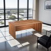 Elite Wooden Executive Desk with Visitor Chair in Modern Office Setting
