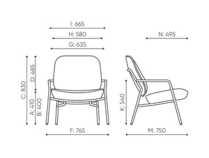 Epocc Low Backrest Lounge Chair Dimensions