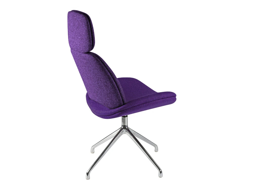 Era 4 Star Swivel Lounge Chair With Metal Legs And Purple Colored Finish