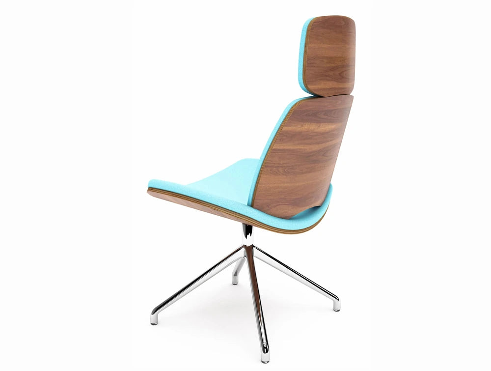 Era Duo Louge Chair With Light Blue Finish And Wooden Back