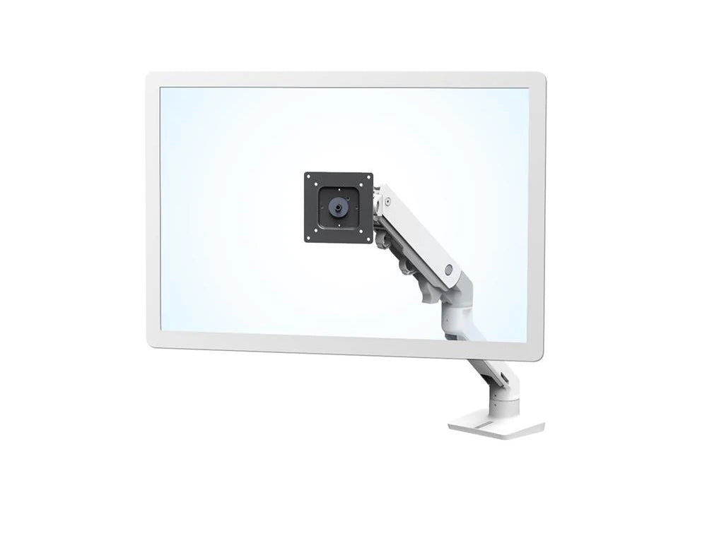 Ergotron Hx Desk Heavy Monitor Arm In White With Two Piece Clamp For Tv Screens And Computer Monitors