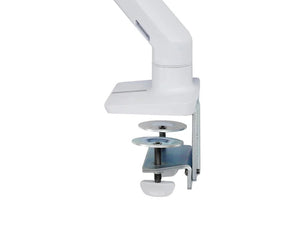 Ergotron Hx Desk Heavy Monitor Arm In White With Two Piece Clamp For An Esay Setup On Any Desk